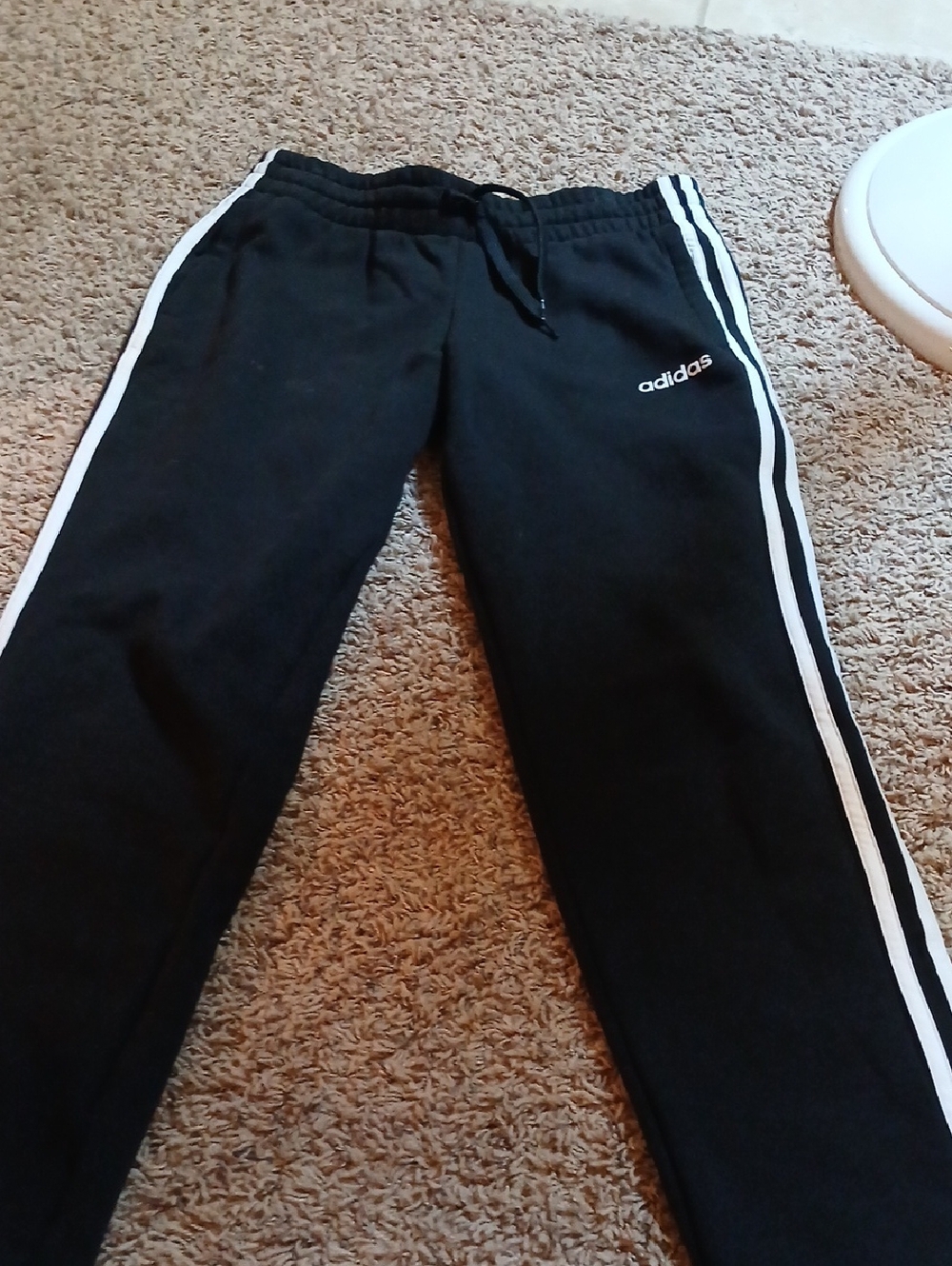 adidas Black  Joggers with White Side Stripes